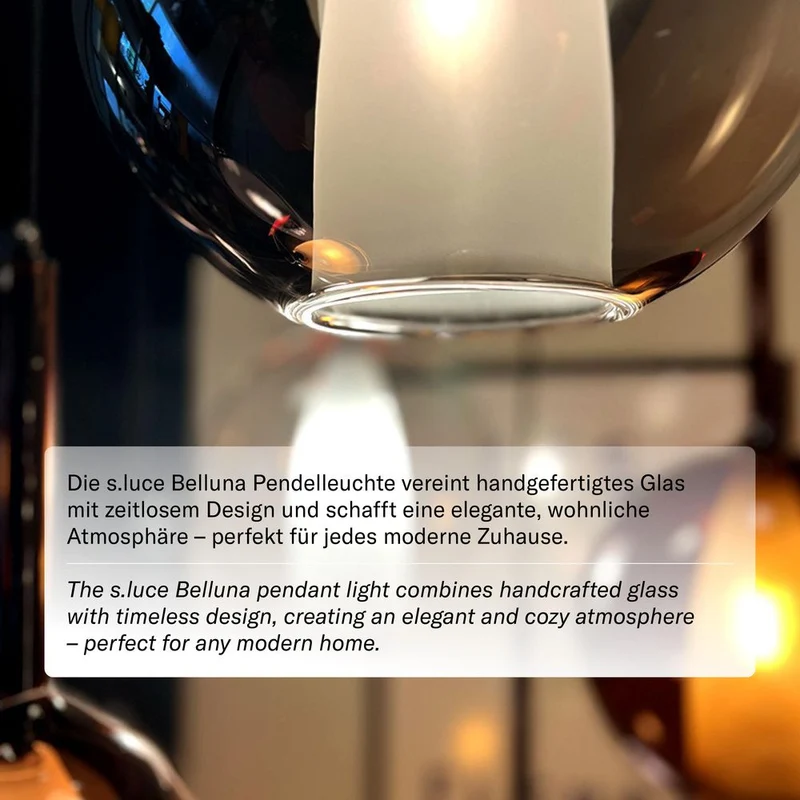 s.luce Belluna Glas-Pendelleuchte 150cm Textilkabel