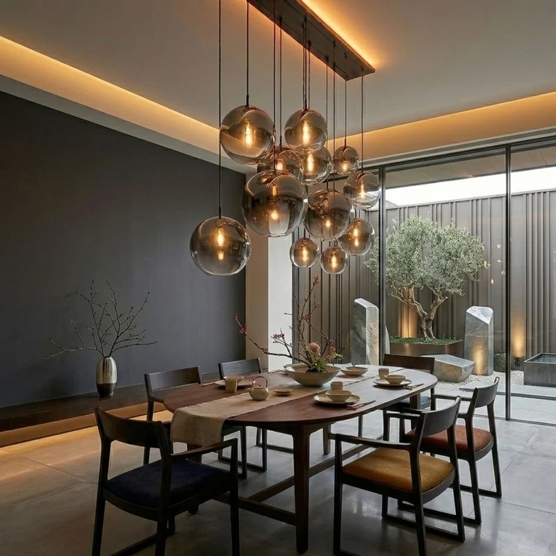 s.luce Orb Esszimmerlampe 12-flammig 160cm 2-reihig