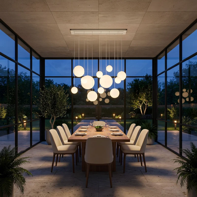 s.luce Orb Esszimmerlampe 12-flammig 160cm 2-reihig