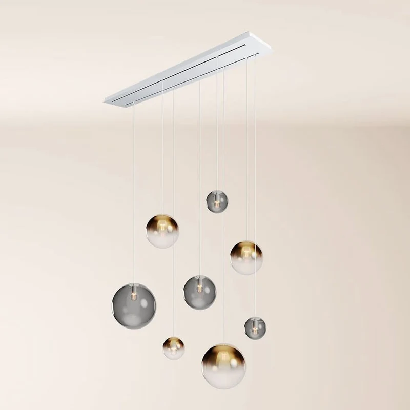 s.luce Orb Esstischleuchte 8-flammig 160cm 2-reihig