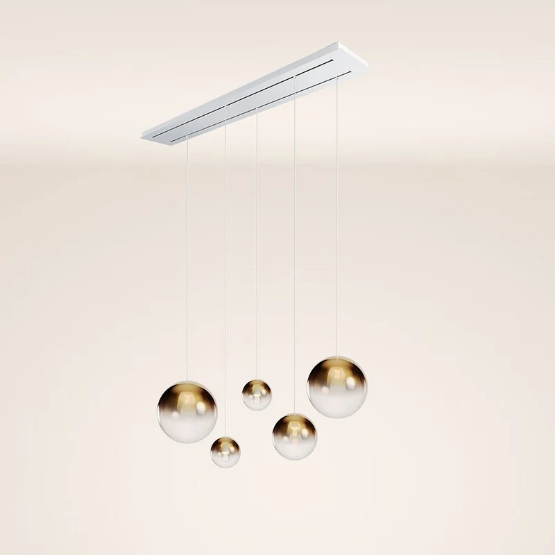 s.luce Orb 5-flammige Esstischlampe 2-reihig 160cm
