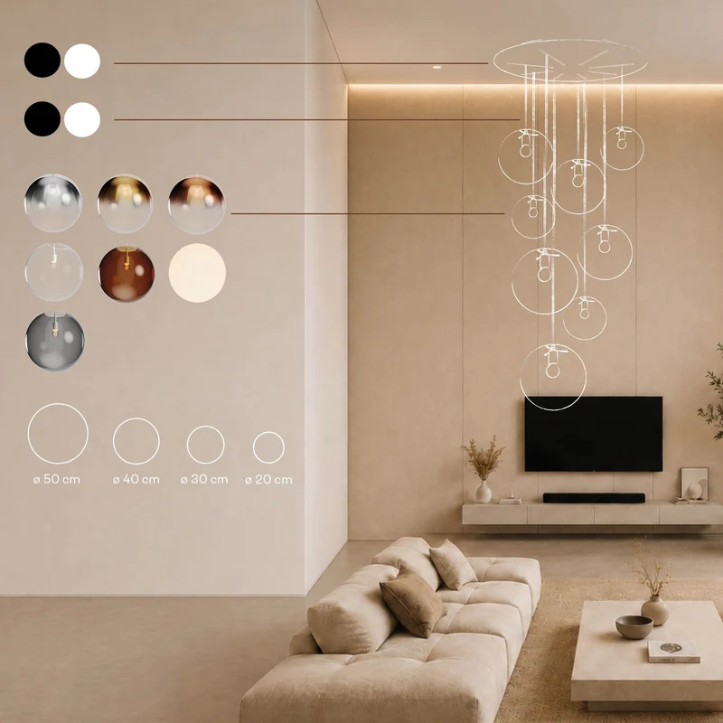 s.luce Orb 5-flammige Galerielampe Modular