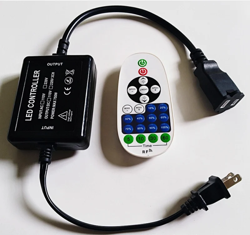 360W AC110V/220V LED Dimmer | Wireless RF Remote Control | 2-Prong Plug | Timer Switch | For LED Strip Lights