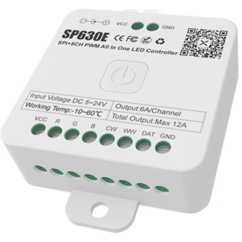 SP630E All-in-One SPI + 5CH PWW LED Controller Bluetooth Music Controller for LED Strips and LED Lights iOS/Android App Control