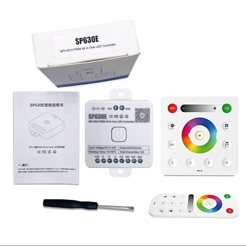 SP630E All-in-One SPI + 5CH PWW LED Controller Bluetooth Music Controller for LED Strips and LED Lights iOS/Android App Control