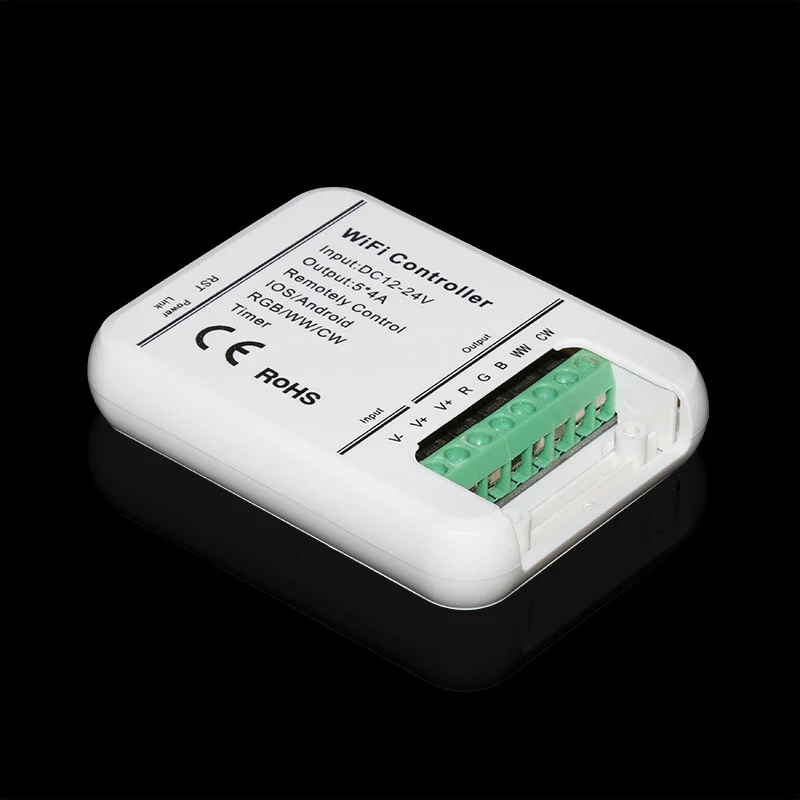 12V-24V DC 5in1 WiFi LED Controller – Compatible with Alexa / Google Home / Magic Home APP | Supports Monochrome, RGB, RGBW, WW+CW, RGBCCT LED Strips | Smart Wireless Control for LED Lights