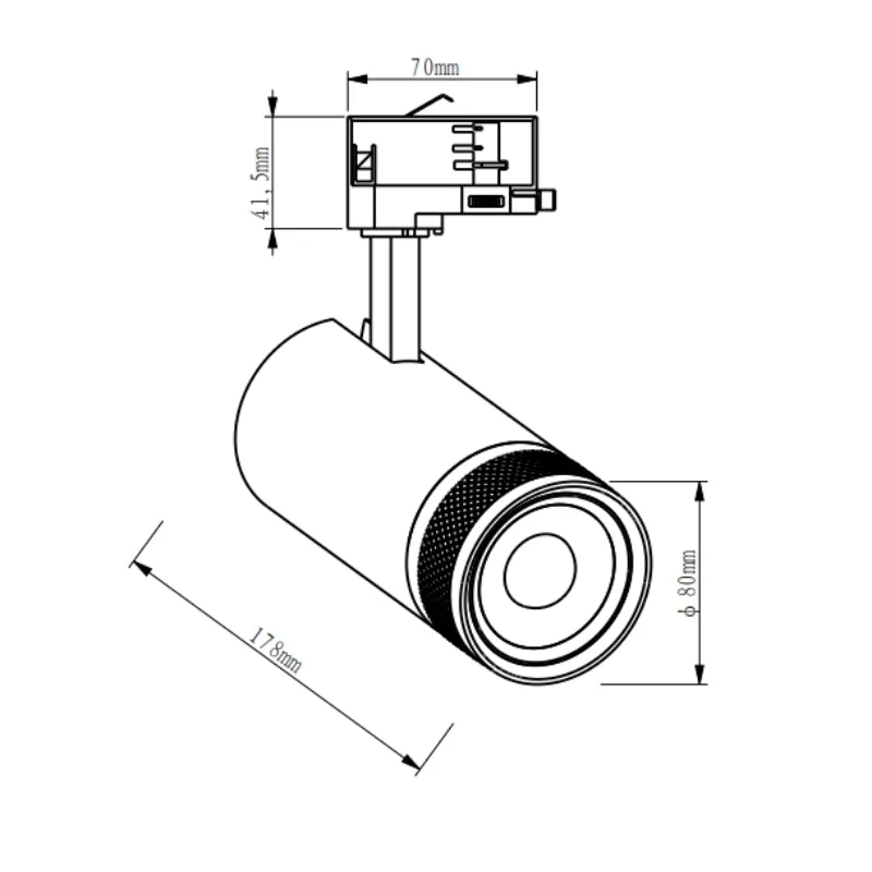 Spot LED sur Rail Noir Angle Ajustable Triphasé 30W 15-60° CCT TRIAC Dimmable - 3000K/4000K/6000K