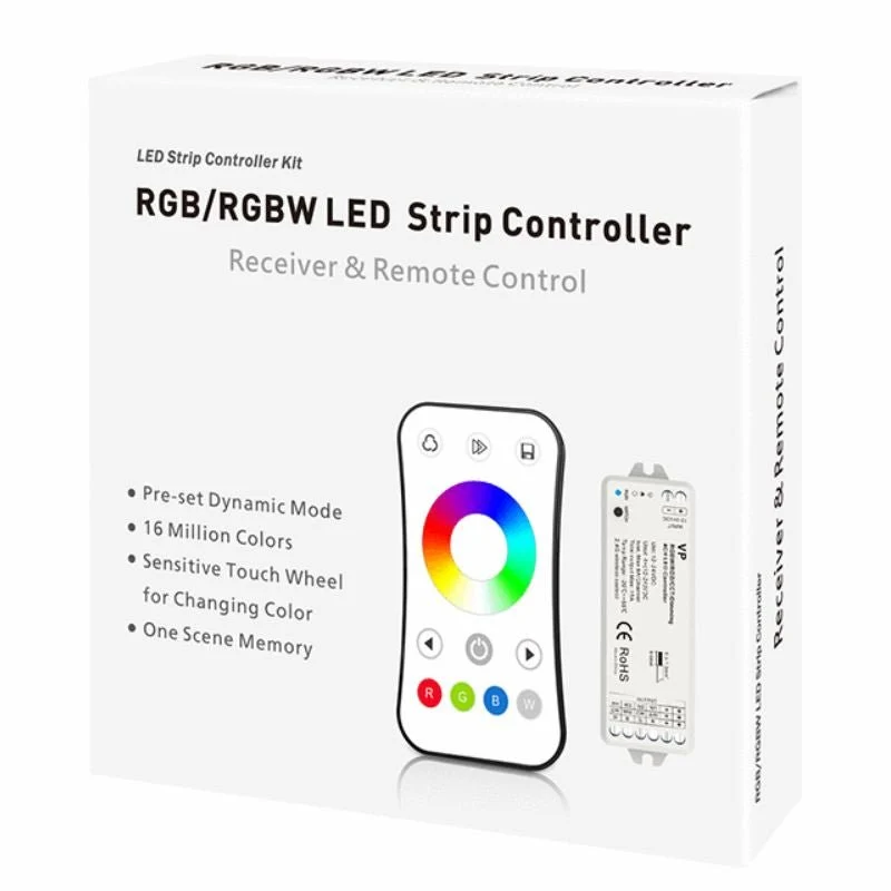 Kit Contrôleur LED RGBW RF 12-24V DC avec Télécommande - Blanc