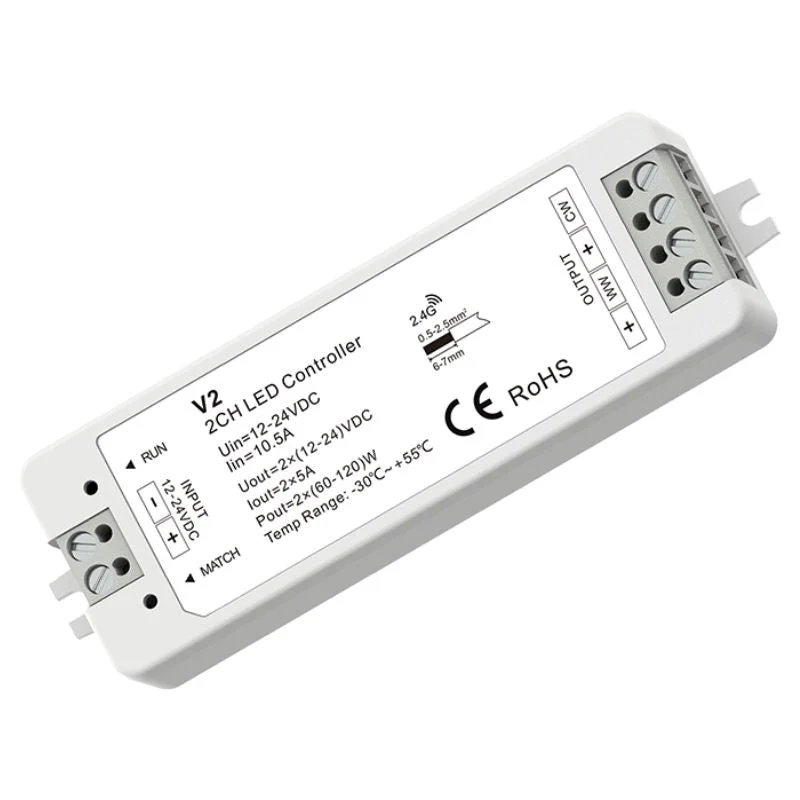 Kit Contrôleur LED CCT RF 12-24V DC Max 10A avec Télécommande - Blanc