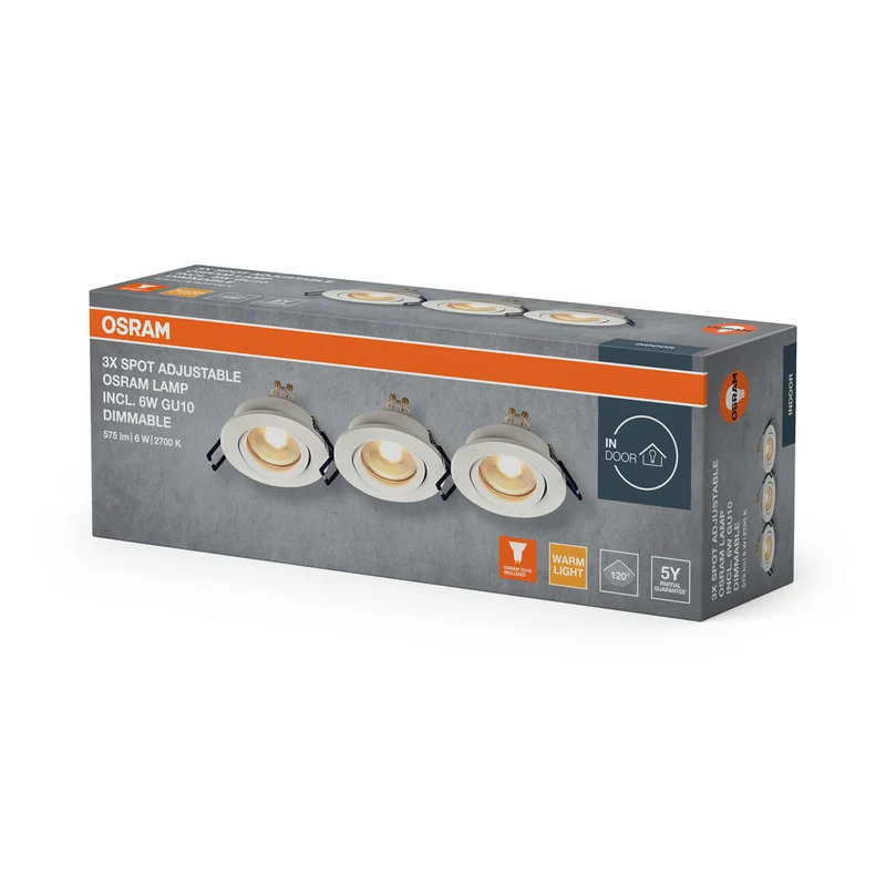 Set de spots encastrables OSRAM LED GU10 IP65 4,5 W blanc ⌀68 mm