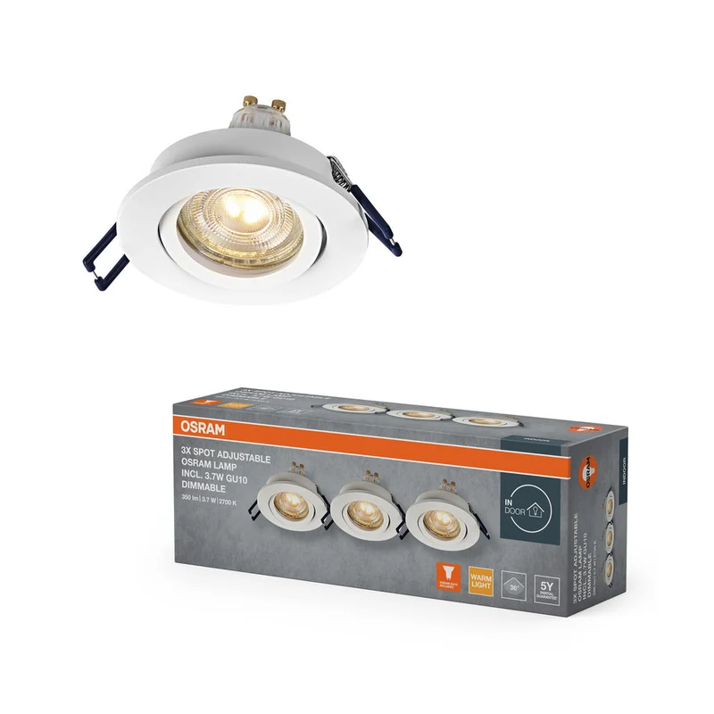 Set de spots encastrés LED OSRAM GU10 Click-Dim orientable 3,7W Blanc