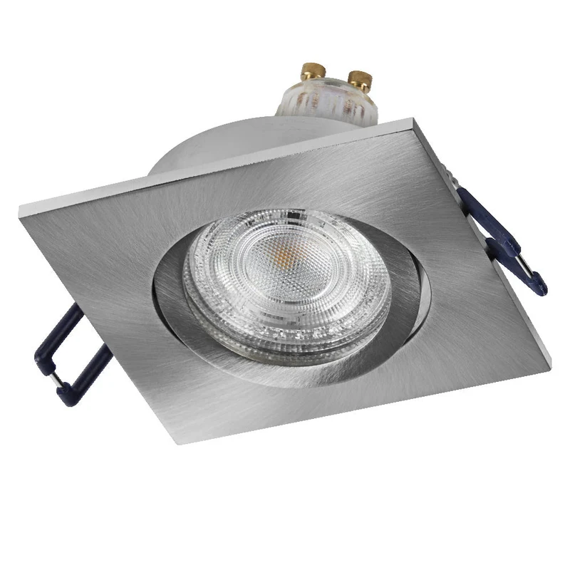 Set de spots encastrés LED OSRAM GU10 orientable carré Click 4,5W 827 Nickel satiné ⌀68 mm
