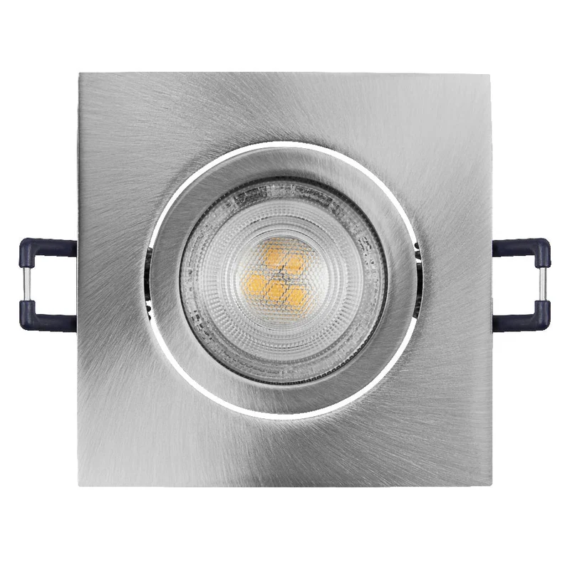 Set de spots encastrés LED OSRAM GU10 orientable carré Click 4,5W 827 Nickel satiné ⌀68 mm