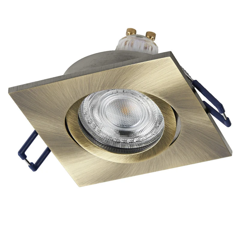 Set de spots encastrés LED OSRAM GU10 orientable carré Click 4,5W Laiton vert ⌀68 mm