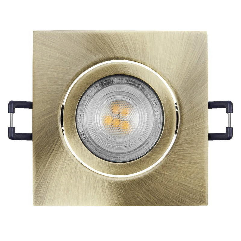 Set de spots encastrés LED OSRAM GU10 orientable carré Click 4,5W Laiton vert ⌀68 mm