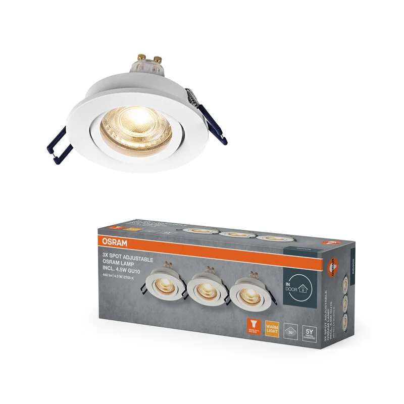 Set de spots encastrés LED OSRAM GU10 orientable Click 4,5W Blanc ⌀68 mm