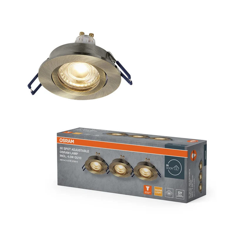 Set de spots encastrés LED OSRAM GU10 orientable Click 4,5W Laiton vert ⌀68 mm