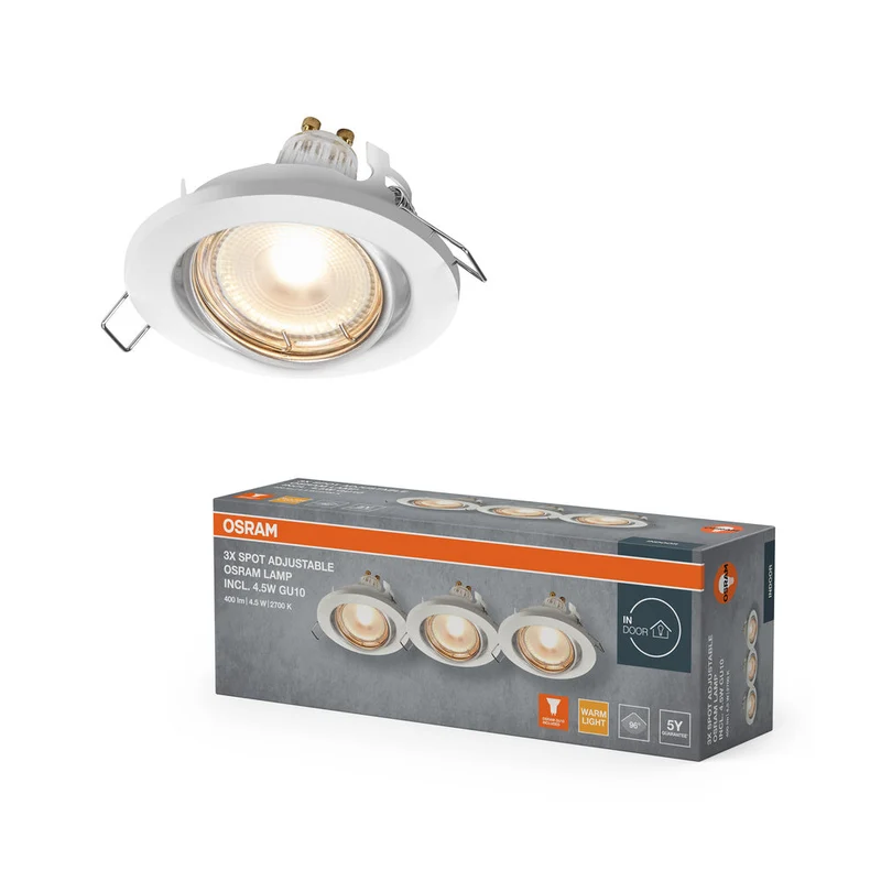 Set de spots encastrés LED OSRAM GU10 orientable 4,5W Blanc ⌀68 mm
