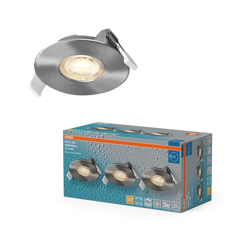 OSRAM Spot LED encastrable salle de bain DIM IP44 4,9W 36° nickel satiné ⌀68 mm