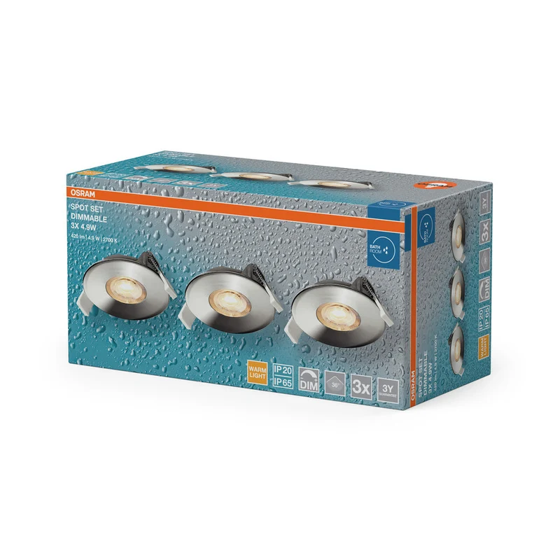 OSRAM Spot LED encastrable salle de bain DIM IP65 4,9W 36° chrome ⌀68 mm