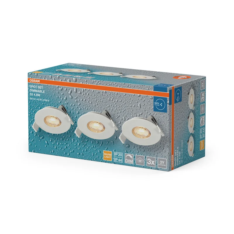 OSRAM Spot LED encastrable salle de bain DIM IP44 4,9W 36° blanc ⌀68 mm