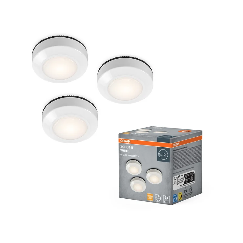 OSRAM Bluetooth SMART DOT-IT TWIST & SHAKE, dot rechargeable, fonction bruit blanc, RGBW, 4000K, lot de 3