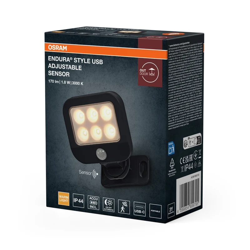 ENDURA® Style USB Capteur réglable haut-bas Gris foncé