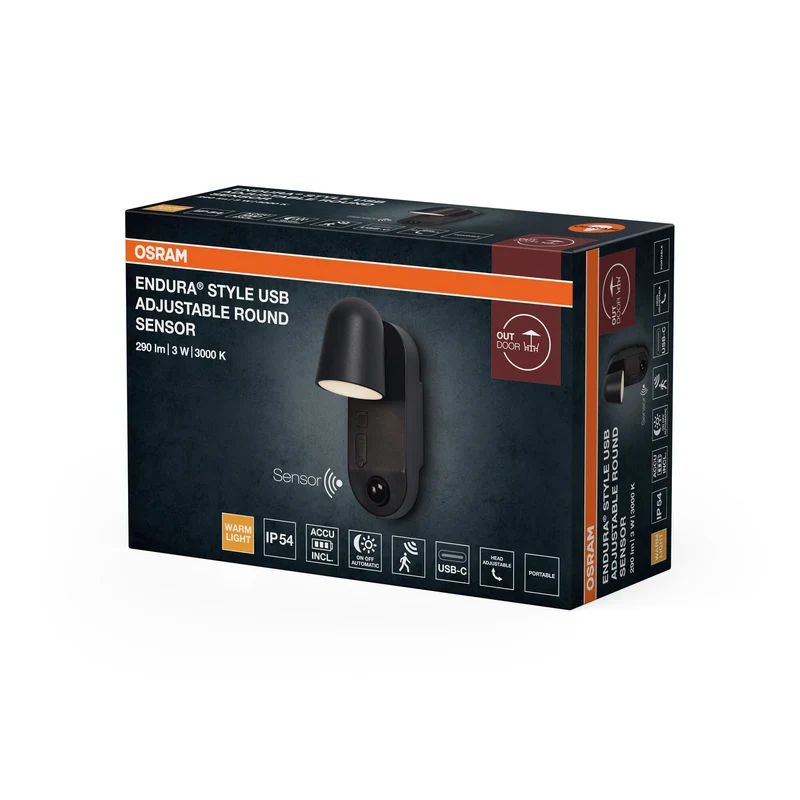 ENDURA® Style USB Capteur rond réglable IP54 Gris foncé