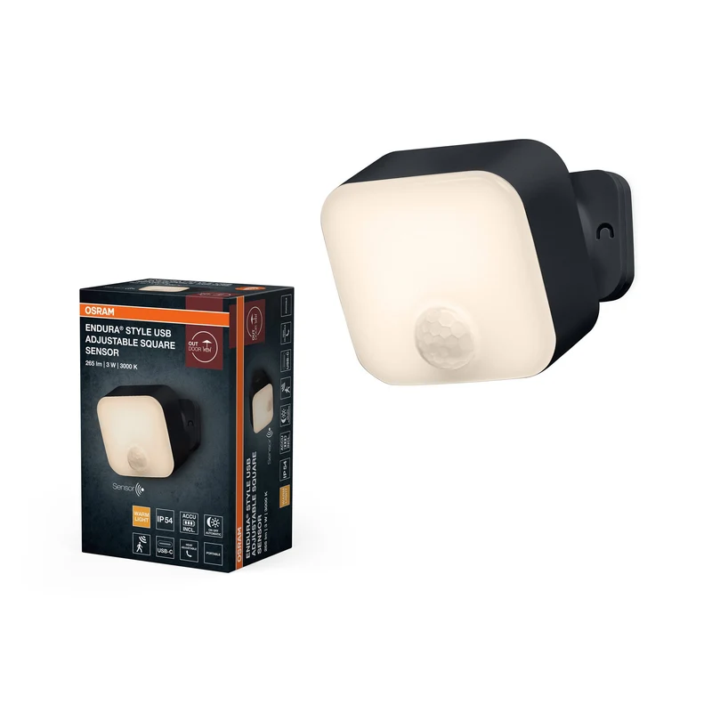 ENDURA® Style USB Capteur carré réglable IP54 Gris foncé