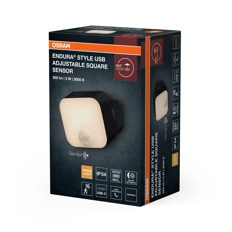 ENDURA® Style USB Capteur carré réglable IP54 Gris foncé