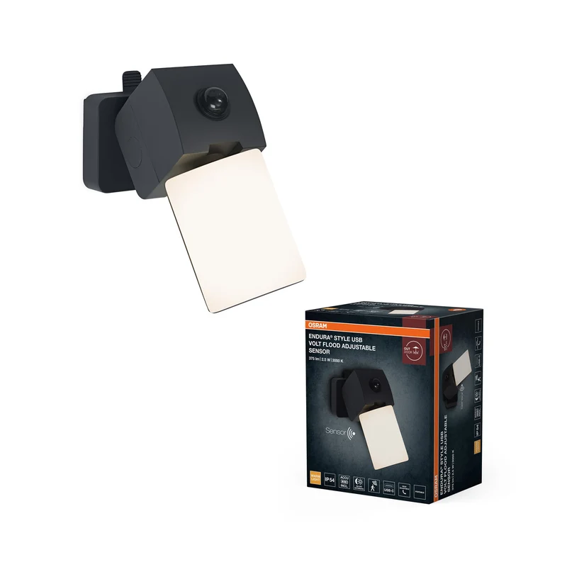 ENDURA® Style USB Capteur FLOOD réglable Volt IP54 Gris foncé