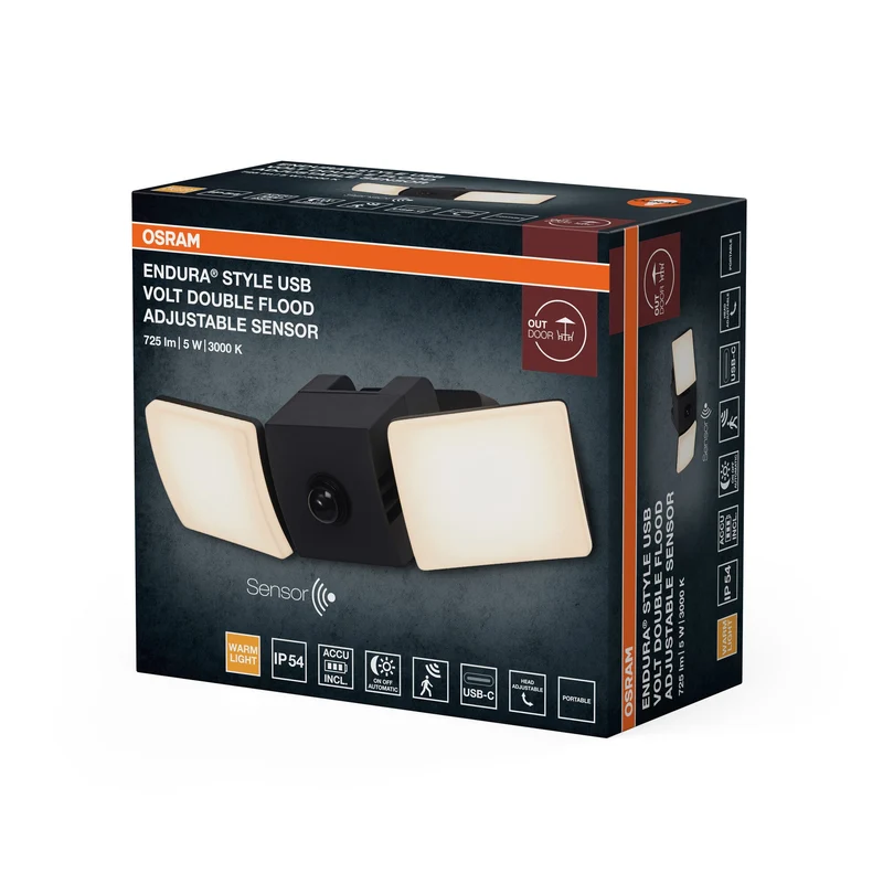 ENDURA® Style USB Capteur FLOOD réglable Volt IP54 Gris foncé