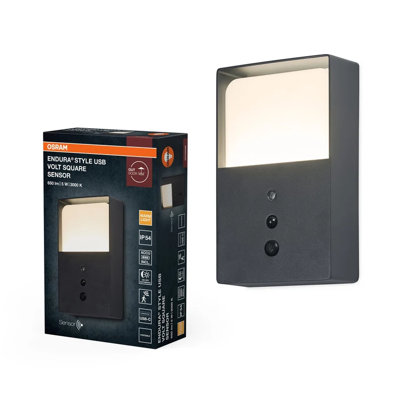 ENDURA® Style USB Capteur carré Volt IP54 Gris foncé