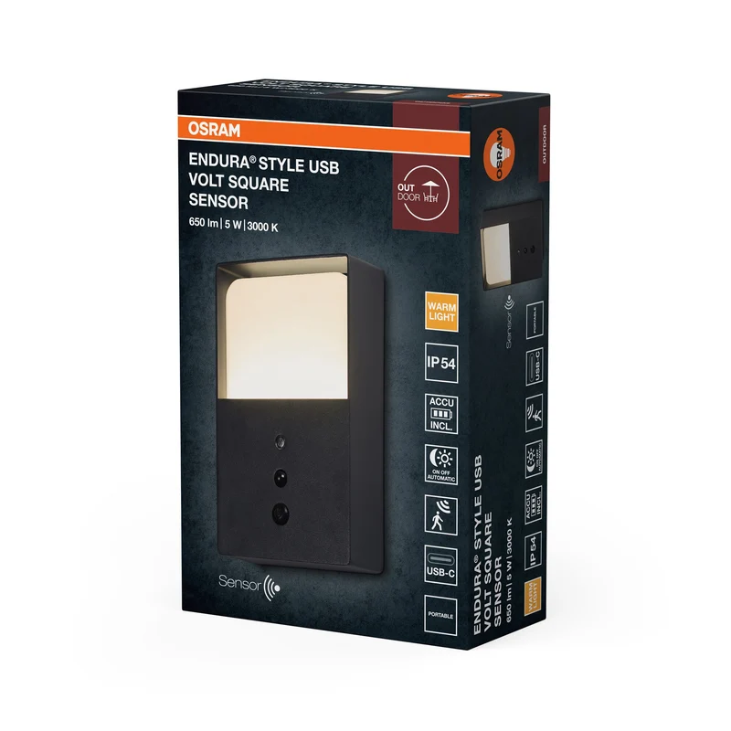 ENDURA® Style USB Capteur carré Volt IP54 Gris foncé