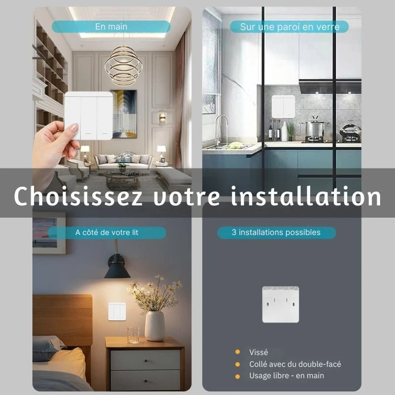 Interrupteur Mural sans Fil Bouton Simple avec Récepteur 220V 10A