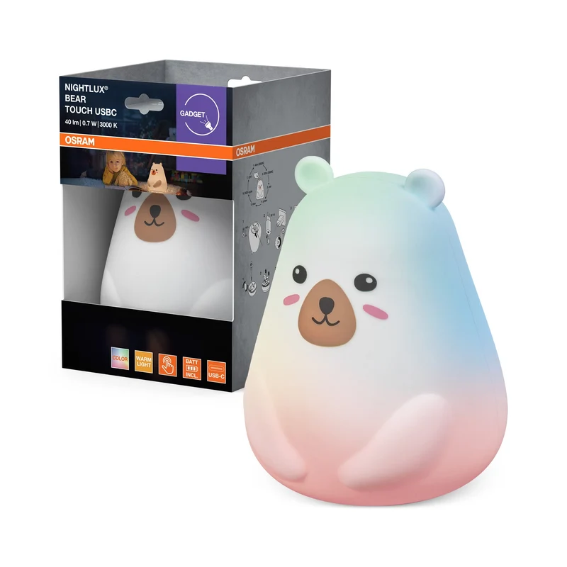 Veilleuse LED OSRAM NIGHTLUX TOUCH Bear USB RGBW multicolore à piles 0,70 W