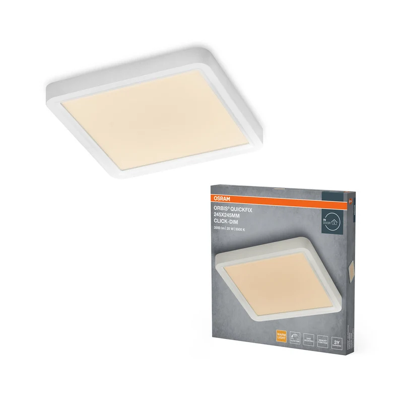 OSRAM Orbis Quickfix Plafonnier carré 245x245 mm 20W Click-Dim Blanc