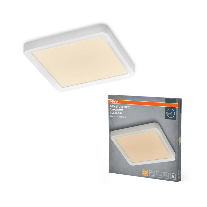 OSRAM Orbis Quickfix Plafonnier carré 320x320 mm 24W Click-Dim Blanc