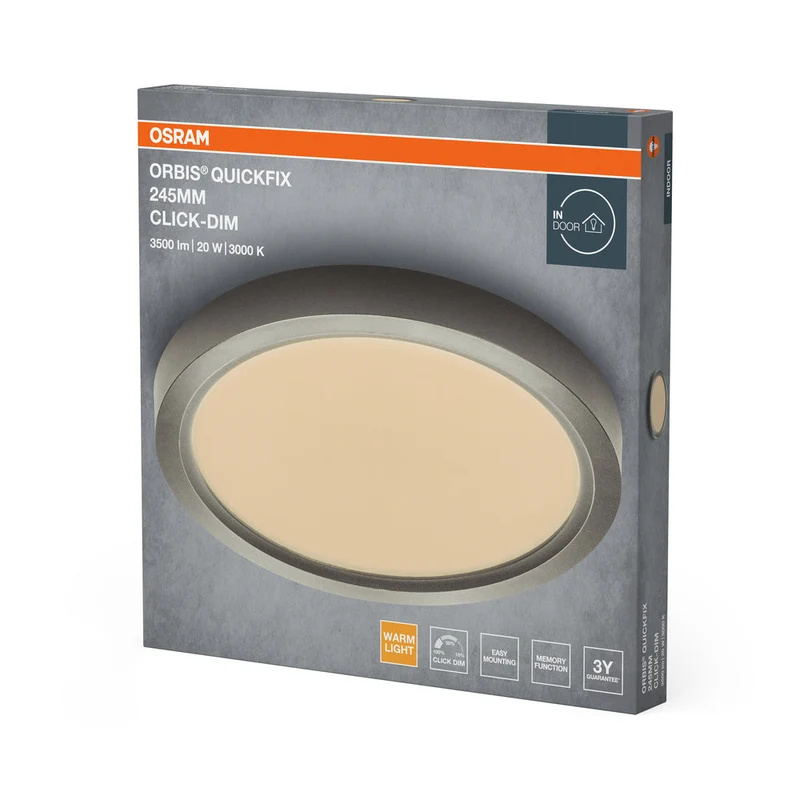 OSRAM Orbis Quickfix Plafonnier rond 245 mm 20W Click-Dim Argent