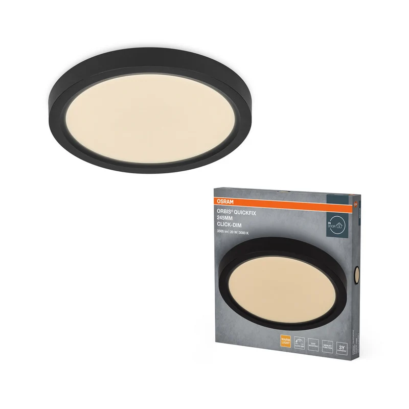 OSRAM Orbis Quickfix Plafonnier rond 245 mm 20W Click-Dim Noir