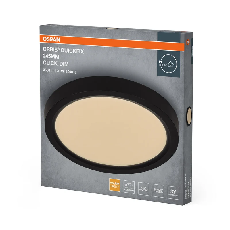 OSRAM Orbis Quickfix Plafonnier rond 245 mm 20W Click-Dim Noir