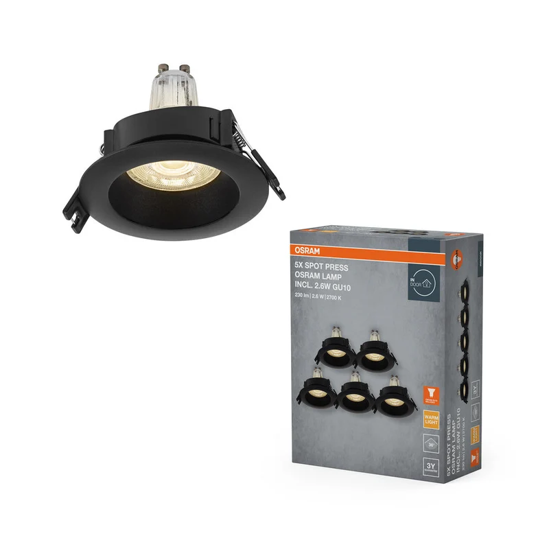 OSRAM Spot LED encastré lampe à poser Set GU10 2,6W Noir ⌀68 mm