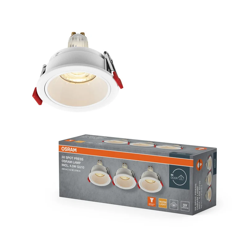 OSRAM Spot LED encastré lampe à poser Set GU10 4,5W Blanc ⌀75 mm