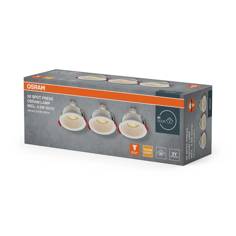 OSRAM Spot LED encastré lampe à poser Set GU10 4,5W Blanc ⌀75 mm