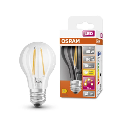 OSRAM LED à intensité variable à 3 niveaux Classic A Lampe LED (ex 60W) 7W / 2700K blanc chaud E27