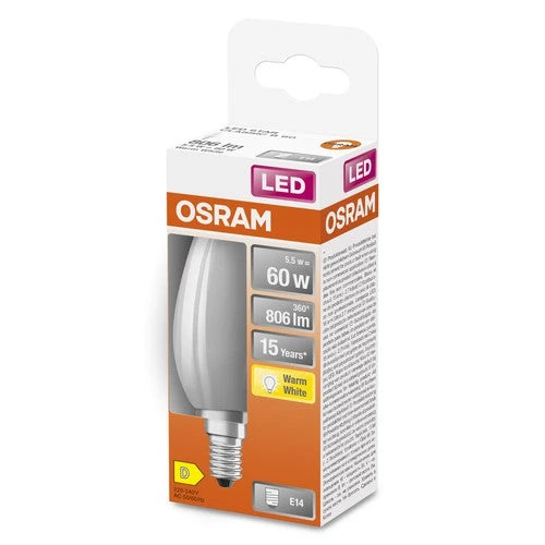 OSRAM Retrofit Classic B ampoule LED forme bougie (ex 60W) 6W / 2700K blanc chaud E14
