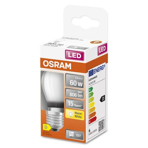 OSRAM LED Retrofit Classic P Lampe LED mate (ex 60W) 5,5W / 2700K blanc chaud E27