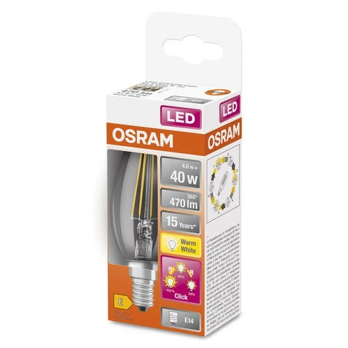 OSRAM Classic B ampoule LED three step dimmable forme bougie (ex 40W) 4W / 2700K blanc chaud E14