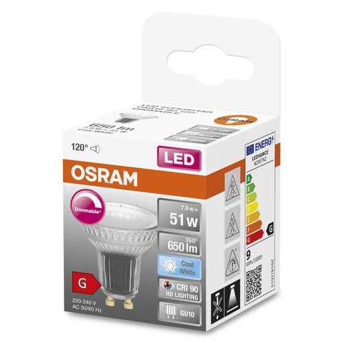 OSRAM LED SUPERSTAR PAR16 Spot LED mat à intensité variable (ex 80W) 8,3W / 4000K blanc froid GU10