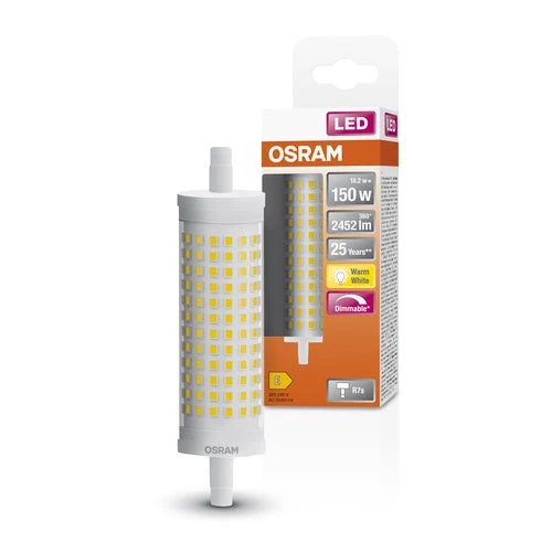 OSRAM LED LINE Tube LED à intensité variable (ex 150W) 17,5W / 2700K blanc chaud R7s